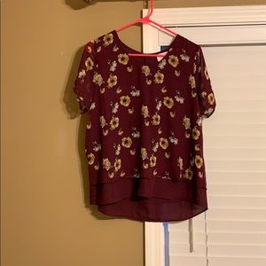Maroon Floral Blouse